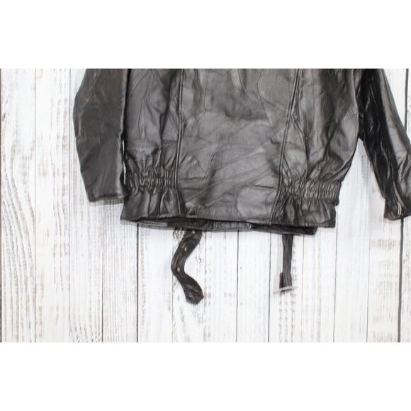 Vintage 90s Flight Path Black Stitch Pattern Motorcycle Biker Jacket Size XXL - Picture 6 of 9